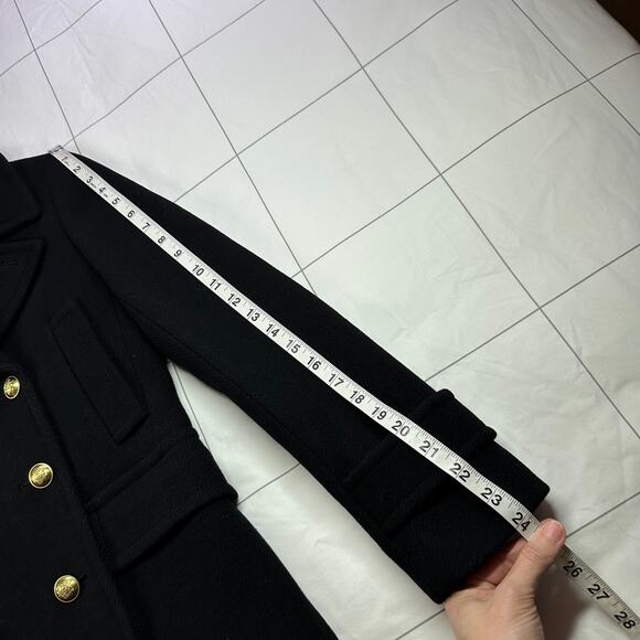 JCrew Coat Womens 4 Black Majesty Stadium Cloth Pea Nautical Preppy Classic Wool - Picture 10 of 10